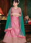 Light Pink Colour Latest Designer Japan Silk Festive Wear Kids Lehenga Collection 167